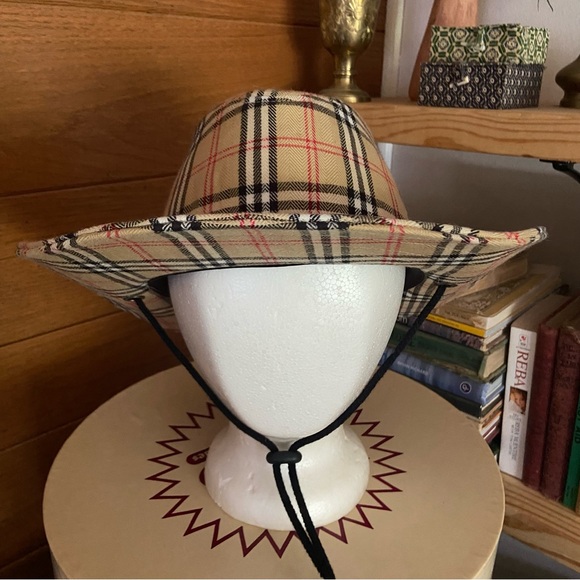 Vintage plaid check western style hat - Picture 4 of 5